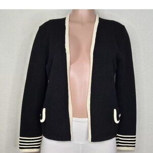 Steve Fabrikant Bergdorf Goodman Santana Knit Sweater Black 100% Wool Open